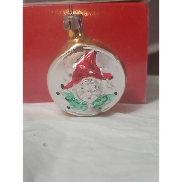 Vintage Mercury Glass Embossed Elf Jester Christmas Ornament 2.25” Poland - Picture 1 of 7